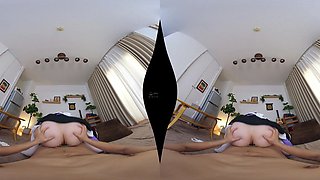 Pink haired busty chubby in POV VR cosplay hardcore with Creampie