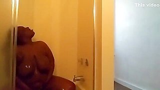 EBONY BBW PLAYS WITH SOAPY PUSSY IN SHOWER TILL SQUEAKY CLEAN + ASS CLAP