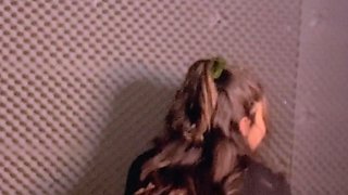 Amateur young teen solo masturbation on her livingroom