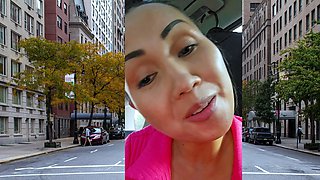Thai MILF big cock car blowjob in public