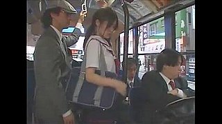 Japanese Schoolgirl Bus Grope and Facials 1
