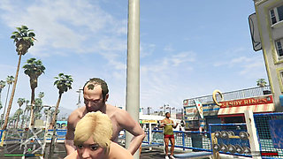 Tracey have sex with her Sugar daddy Trevor in outdoor beach gym