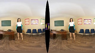 Teacher Tease; Solo Striptease Teacher Student White Lingerie Nylon Thigh Highs