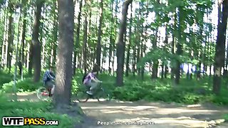 Sexy stripper gets fucked in the park