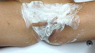 Shaving a Hairy 18 Year Old Pussy Close up!