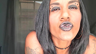 Desi Slut Dirty Talking While Playing, Displaying Her Tongue and Soft Lips