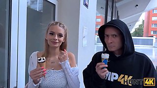 Hunt4k. blonde sweetheart used her huge natural boobs to get back on her boyfriend