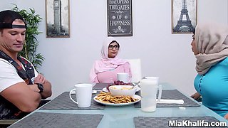 Big Tits arab sex industry stars Mia Khalifa and Julianna Vega screw Big Dick milky devil