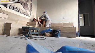 THE CONSTRUCTION MASON DIDN'T EVEN TAKE OFF HIS UNIFORM TO FUCK HIS BOSSES