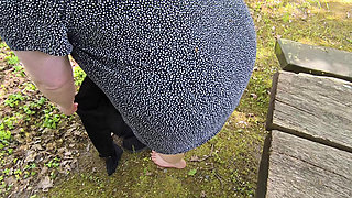 Tit and vagina slapping on picnic table