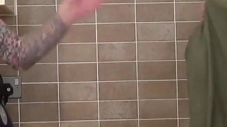 Stepmom Ashley R gets facialized and fucked by her stepson Luke H in the kitchen