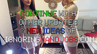 Two hot beautiful horny girls try to make a big cock guy cum with a dice challenge double handjob game