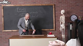 Teens in pigtails get naughty with their teacher