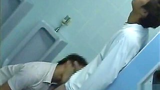 Two Japanese Boys with big dicks fuck in the public toilet at night
