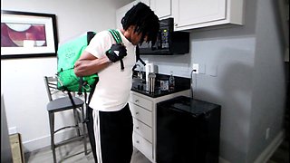 Fuck Uber Eats #3 - Petite Blonde MILF W/ Big Natural Tits Sucks the Black off Her Uber Driver and Swallows His Cum Load
