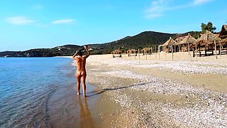 Omg!!! Sexy Hairy MILF in the Sea and on the Nudist Beach