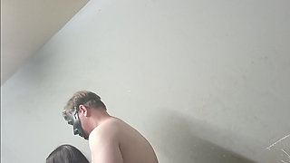 Step Daddy Fucks Black Step Daughter Standing Position Make Her Go on Her Knees Suck Cock and Fuck Her Doggystyle