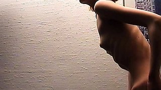Amateur redhead fully nude on bed and masturbating