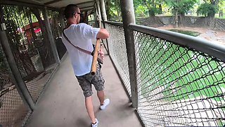 Crocodiles munching and making his amateur Thai GF cum hard