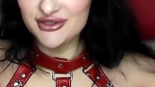 From a domina to sub slut! Mistress role and punish with a whip a plastic cock.