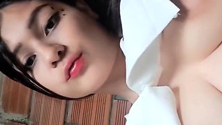 Young Mexican Woman Masturbates with a Dildo Wet Vagina