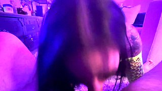 Dark haired amateur blowjob and handjob in fake taxi