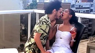 Final romp in the penthouse with my lover before tying the knot; he sprays my face as a goodbye