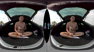 Preggo Petite Teen Feels Horny On The Road, Pulls Over To Masturbate In The Trunk - VRStars