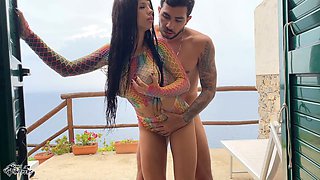 Petite latina, petite brunette, fucking outside