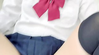 Asian teen girl gets pleased after school POV