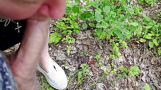 A friend sucks my dick in a public park and swallows cum