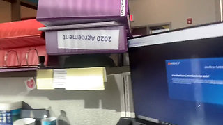 Squeezing My Boobs Rubbing My Clit Fucking My Pussy with Dildo at Work Receptionist
