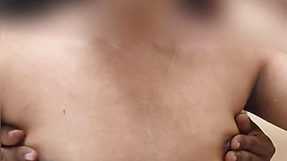 Asian Couple in Black Chemise - He Squeezes Her Boobs & Oils Her Dark Nipples While She Moans
