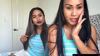 Asian lesbian MILF babes Joon Mali and Anda strapon fucking