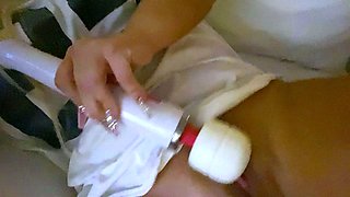Blonde tight pussy babe solo toy fun in glamour masturbation