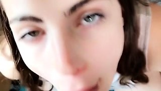 Hot POV homemade blowjob with brunette girlfriend