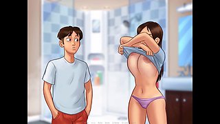 Summertime saga: girls with huge tits getting into some fun while fixing the problem