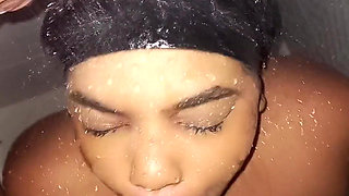 I Surprised My Stepdaughter Taking a Shower in the Bathroom and I Decided to Give Her a Huge Cum on