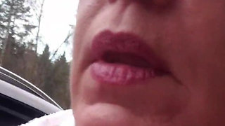 Julie squirts naked outside