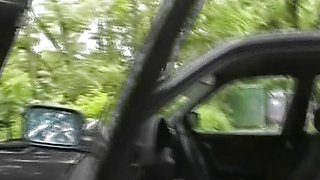 Horny blonde German doll sucks dick in the woods