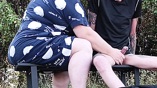 Stepmom Jerks Dick on Park Bench - Zona901 MILF Public Fingering