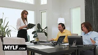 Wild chief gets into steamy 3some with her hot coworkers to pay for her mistake