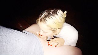 Public, double cum, blonde perfect ass