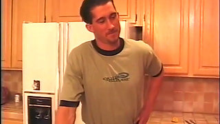 Red hair girl fucking licking in the kitchen