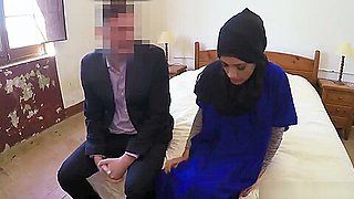 A hot Arab girl gets her wet shaved pussy pounded by horny hotel manager