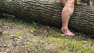 Pussy Pleasing Tree Log Squirting Fat Hog
