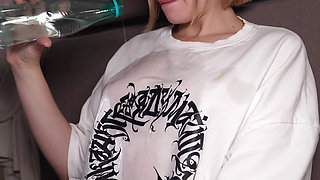 Unexpected Teen Sex on the Train. Wet T-shirt.