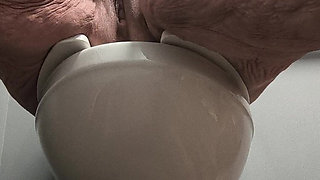 She's Enjoying Rubbing Her Pussy on the Toilet