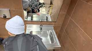 Cheating Wife Begs for Creampie During Sneaky Hookup in Public Washroom