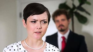 small short haired secretary spanked and fucked